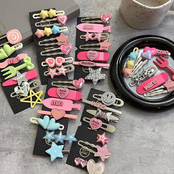 7 stk/sett e Barrettes Dame Enkel Metal Snap Clip Hodeplagg Hai 10