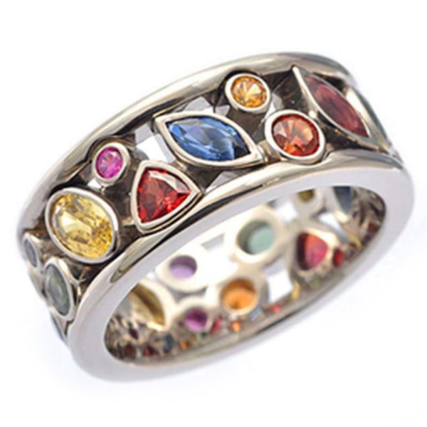 Geometrinen muotoilu Värikkäät sormukset Crystal Ring Fashion päivittäiseen käyttöön 6