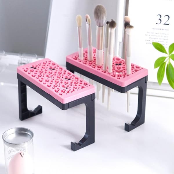 Silikone Makeupbørsteholder Organizer Bordplade Lufttørring White