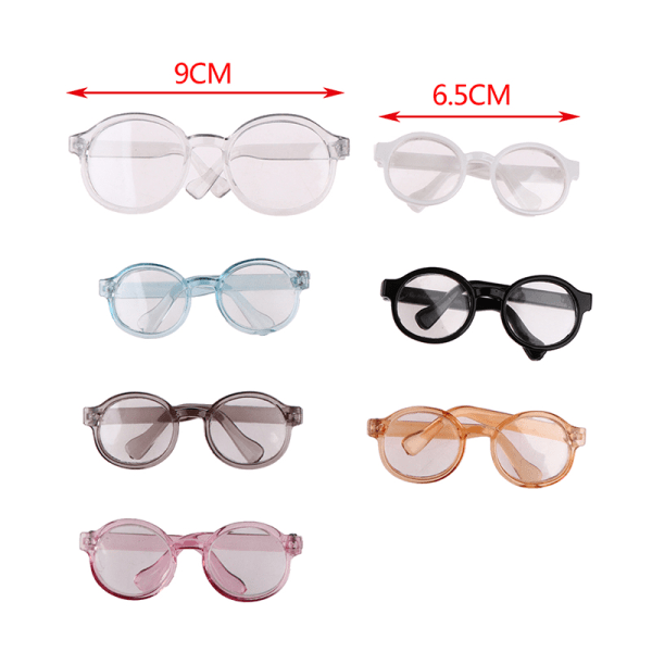 Plys dukkebriller tilbehør Rundt stel 6,5/9,5 cm Eyewear Clea 10(6.5CM White)