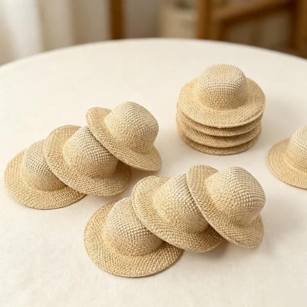 10 st DIY stråhattshänge Imitation vävd liten hatt smycken Ma Beige 2