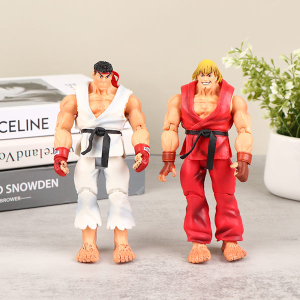 Street Fighter Anime Figur PVC Leker Stående Hoshi Ryu Ken White