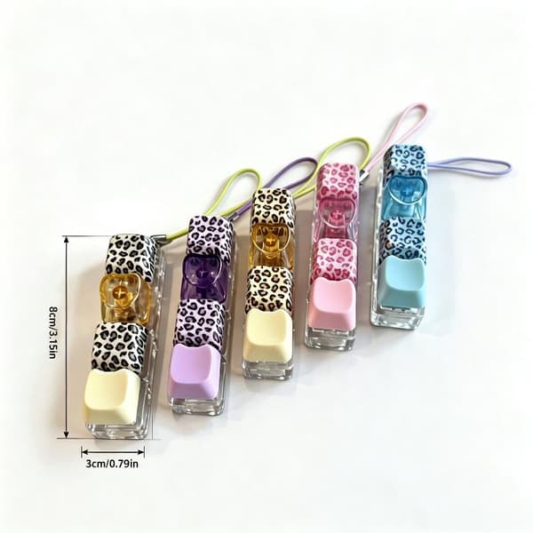Kreativ Leopard Tastatur Keycap Legetøj Lysende Lydløs Tryk Aflastning Pink Without light