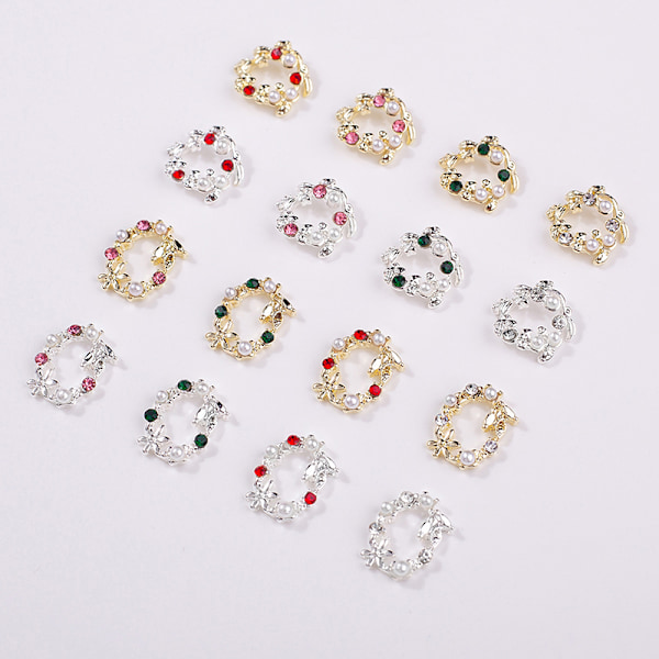 5 st 3D Rhinestone Kristall Nagelkonst Garland Pärla Hängande Charms 2