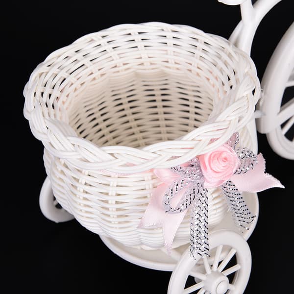 2017 Ny Plast Vit Trehjuling Cykel Design Flower Basket Stora