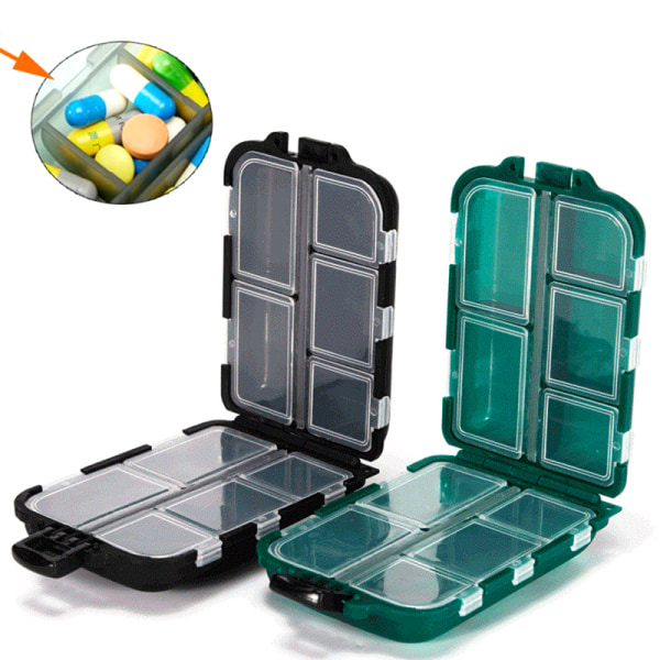 Pilleæske Medicine Organizer Dispenseræske Etui Travel Tablet Co Green