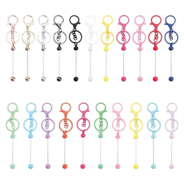 6 st metallpärlstavar för nyckelringar, pärlstavar för nyckelringar Rose red 6pcs