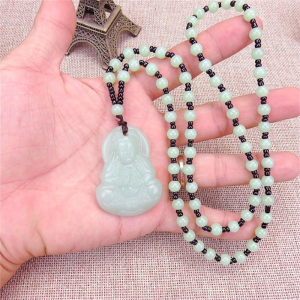 Svart grønn Buddha anheng halskjeder kvinner amulett stil Neckla A5
