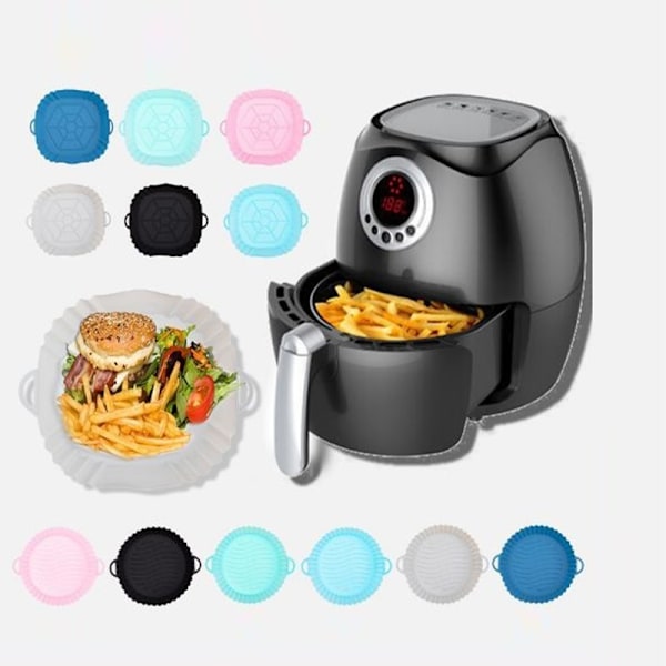 Silikon Air Fryer Pot Korgfoder Non-Stick Säker Ugn Bakning RoundBlack