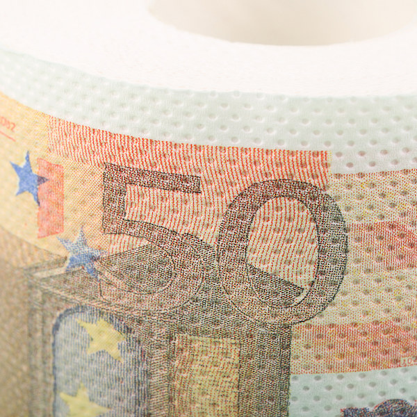 1 rulla 50/100/500 EUR Bill WC-paperikoristeet kotirullaan A