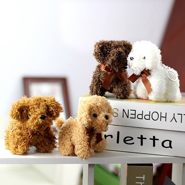 Puppy Plys Legetøj Bamse Hunde Pendant Blødt fyldt dukke Legetøj Keychai Dark brown