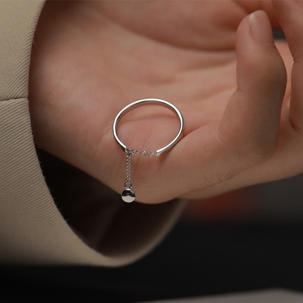 Chain Tofs Ring Justerbar Enkelt Mode Dam Party Ring J Silver