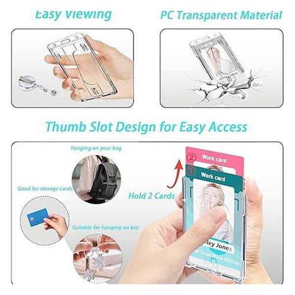 1/2PCS Transparent korthållare infällbar nyckelring repa A12