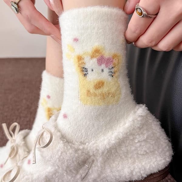 1/5 par e Hello Kitty-sokker Varmere mellemlange sokker Pige Hjem S A9