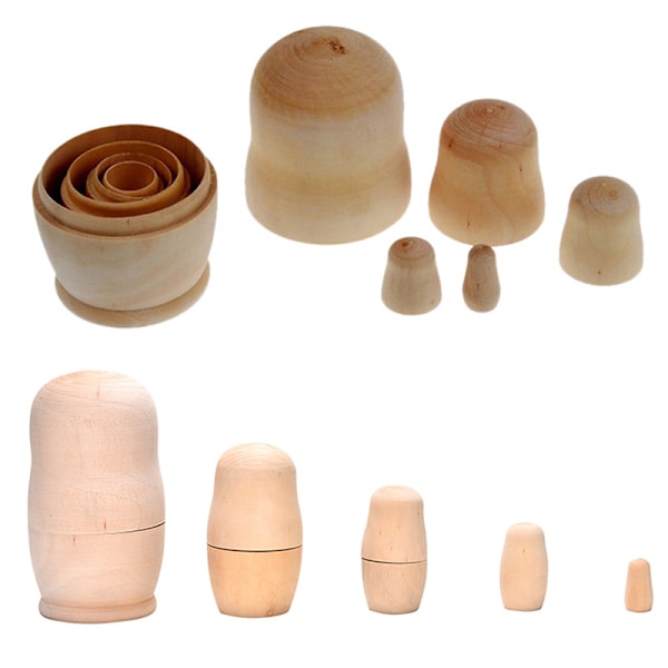 5 st/ set omålade häckande dockor Trä DIY Blank Embryon