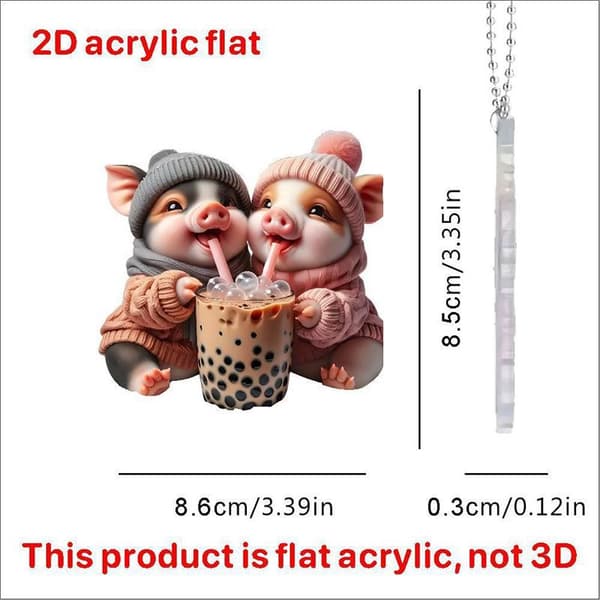 e Pig Car Interior Acrylic Pendant Lovely Auto Keychain Hanging C