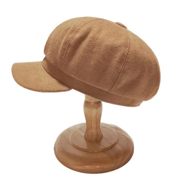 Mode Kvinder Baret Efterår Vinter Octagonal Cap Hatte Kunstner Pai Black