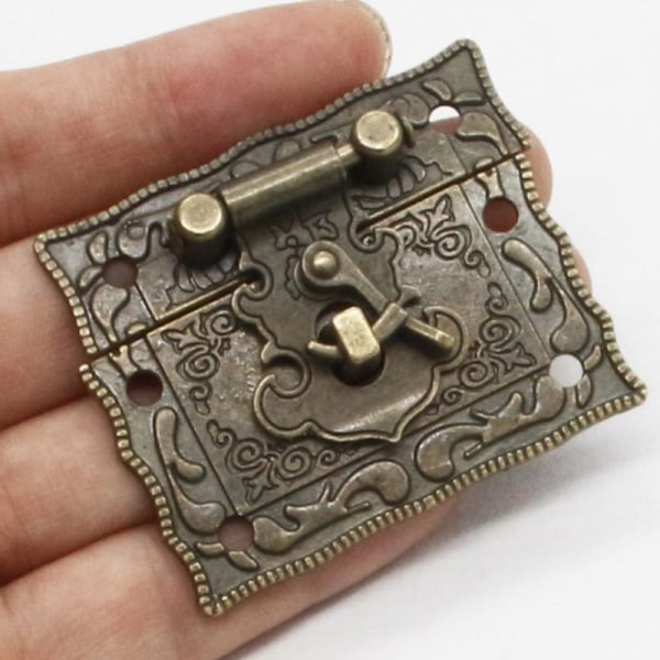 Vintage Box Spärr Hasp Spänne skruv Resväska Skåp Antik A