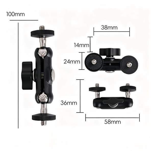 Kaksoispallopää nivelletty taikavarsi 1/4'' ruuvilla A1