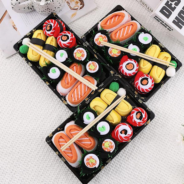 1/3/4/5 par sushipizza-burgarstrumpor presentförpackning dam vinter E