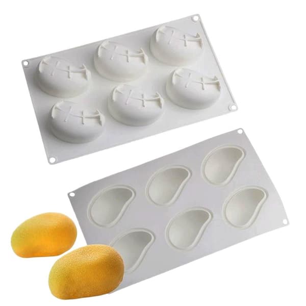 3D Mango Silikone Kageforme Fest Konditori Bageudstyr Frugtmousse White