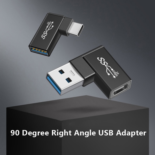 90 asteen suorakulmainen USB 3.0 uros-naaras -laajennussovitin A