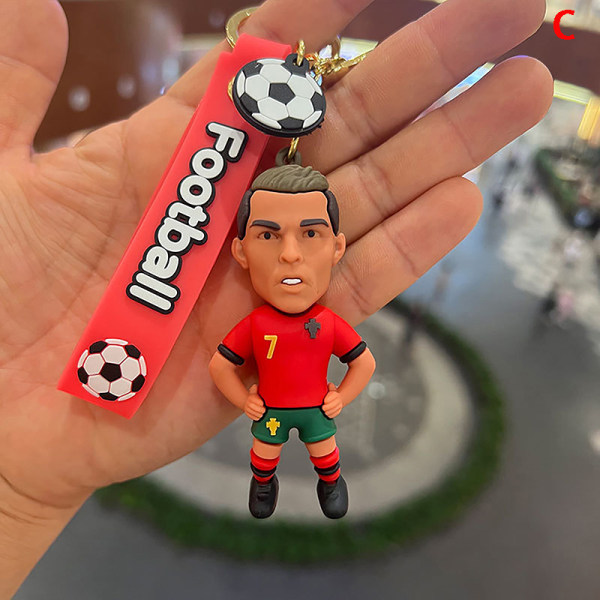 Fotball Ronaldo Player Figur Fotballstjerne Nøkkelring Bag Anheng C