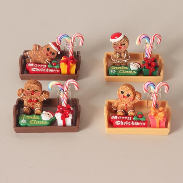 5/6/8 stk. Mini julepepperkakemann harpiks ornament sett for A9