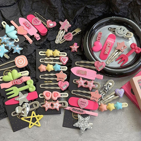 7 stk/sett e Barrettes Dame Enkel Metal Snap Clip Hodeplagg Hai 10