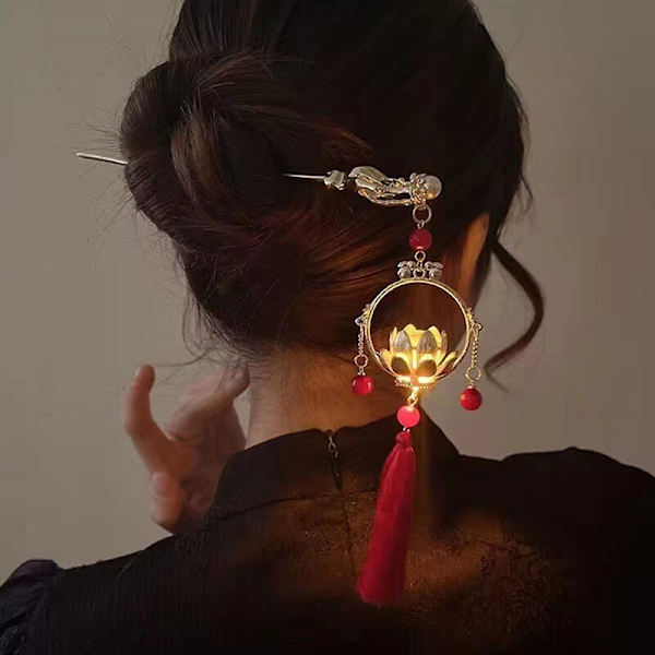 Ny gammel stil Step Shaking Tassel Luminous Lotus Lantern H