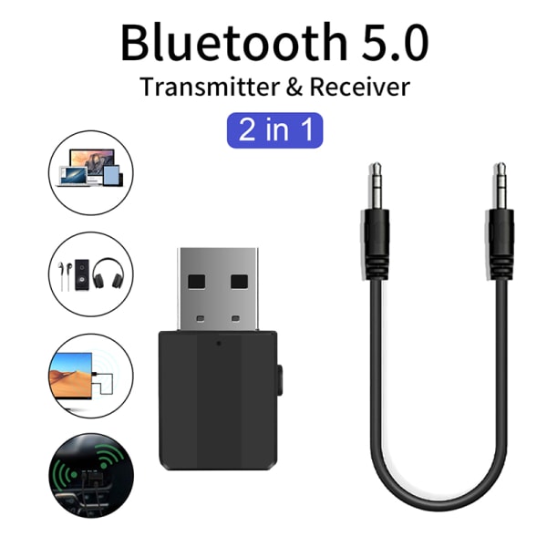 USB 5.0 Sendermodtager Mini 3,5mm til bilradio Bluetooth oen size