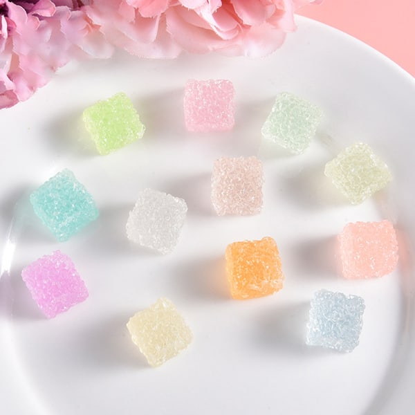 10 kpl Mini Luminous Colorful Square Sugar Game Flatback Resin A13