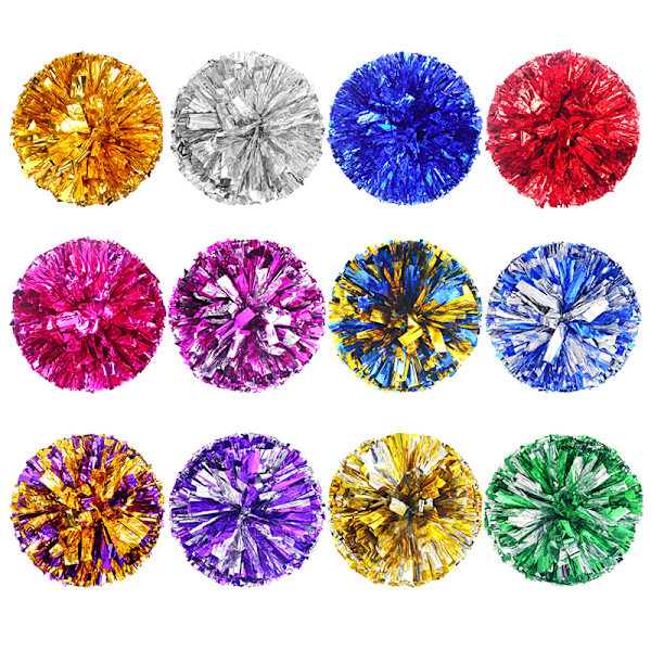 1 stk. Dobbelt Hul Håndtag Cheerleader Pom Poms Metallic St A11