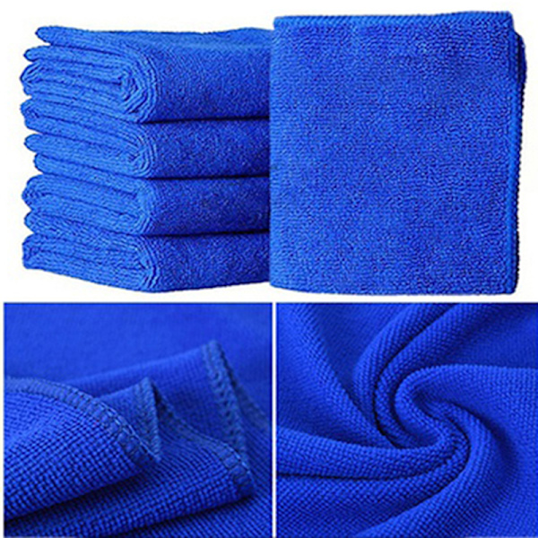 5/10 Stk/sæt Blød Auto Car Microfiber Vaskeklud Rengøringshåndklæder Blue