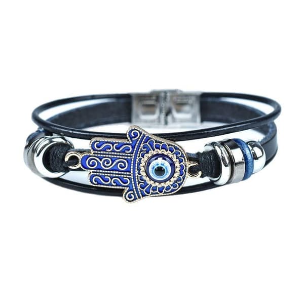 Mode Palm Devil's Eye Läderarmband För Kvinnor Män Smycken A3