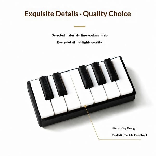 Press-Type 3D-printet pianotastatur-klikker Giftfri PLA Fidget A5