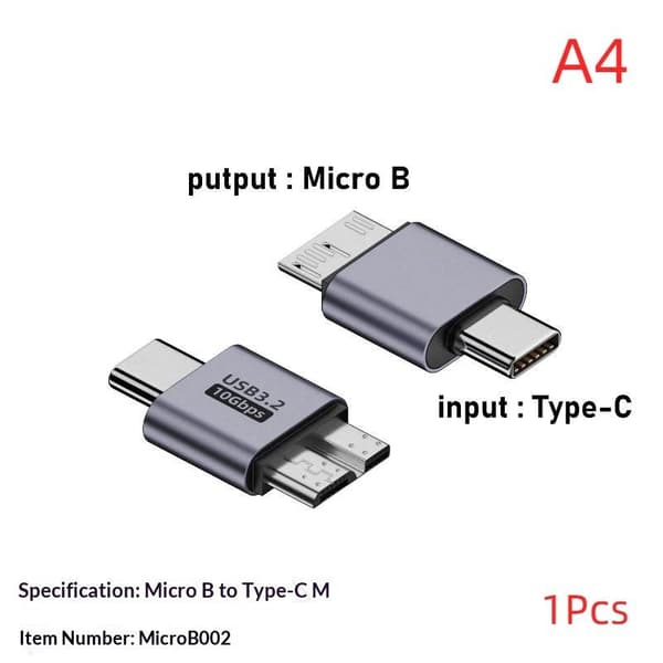 1 stk USB C til Micro B-adapter USB3.0 Type C hunn til Micro B C A4