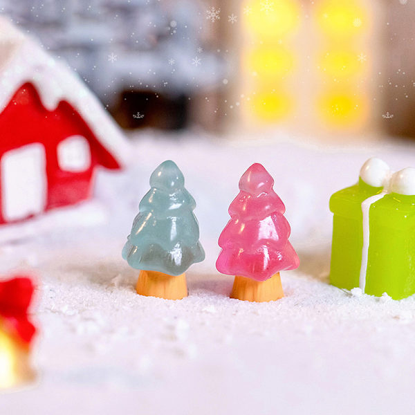 5 stk lysende juletrepynt mini furutre dukkehus