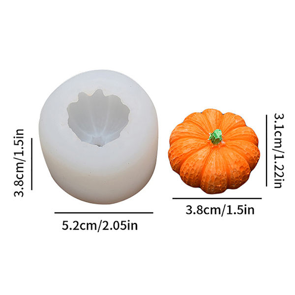 1 stk silikon 3 størrelser Halloween 3D gresskarform lysdekorasjon M