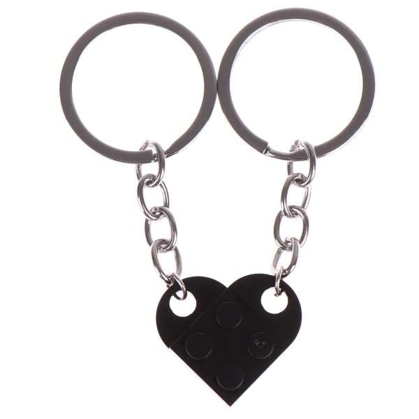 2 stk Cute Love Heart Brick Nøglering Black