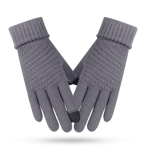Vinter Touch Handsker Damer Mænd Varm Stretch Strik vanter Imitat Gray