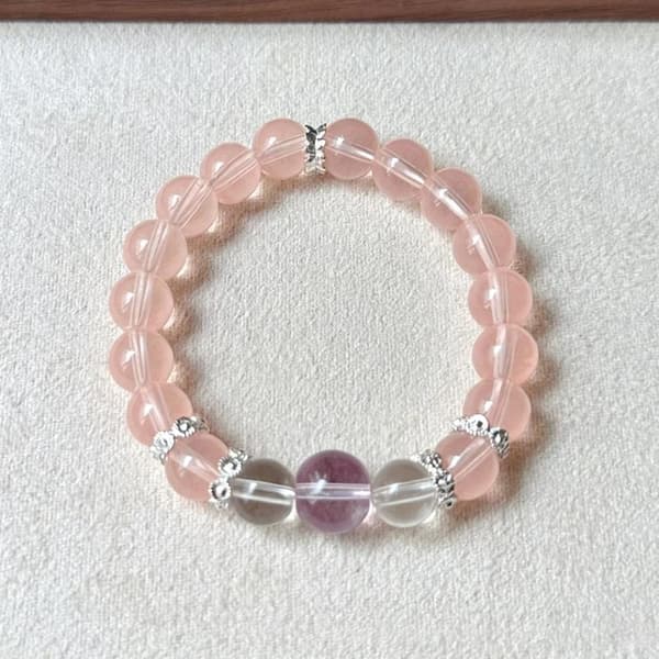 Imitasjon Icy Rosa Stein Krystall Elastisk Streng Armbånd Perle Pink