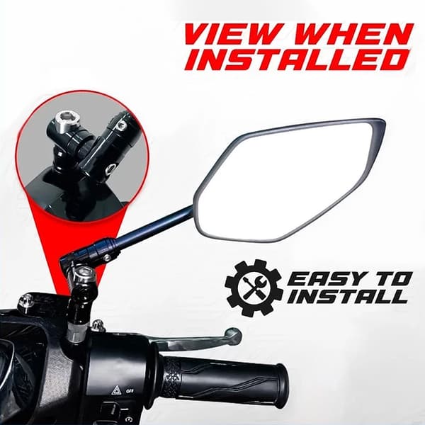 Motorcykel Sidespejl Foldemekanisme CNC 360° Processor Uni Black