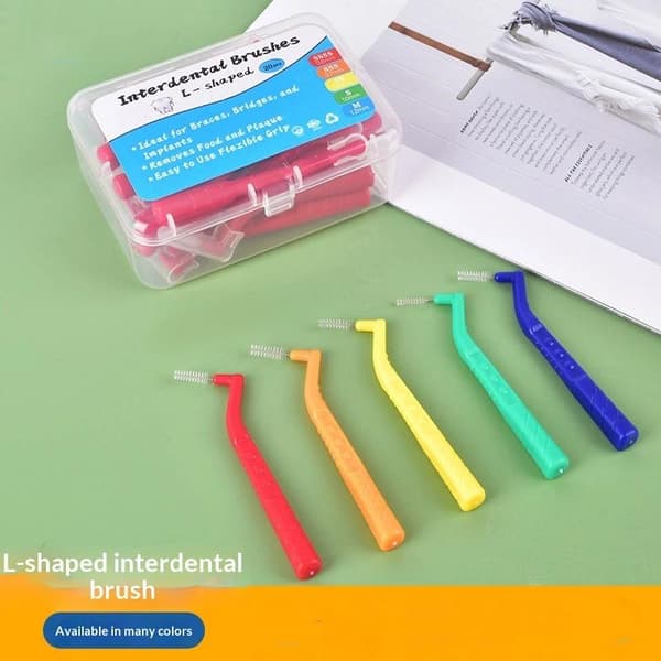 20 st/förpackning Interdentalborste L-formad Ortodontiskt Tandverktyg 0. Orange