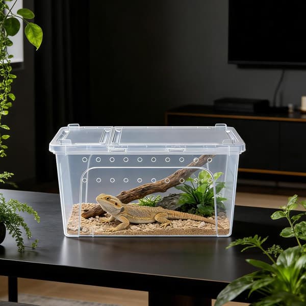 Klar Plast Reptil Terrarium Ventilerad Uppfödningslåda För Ödlor A2