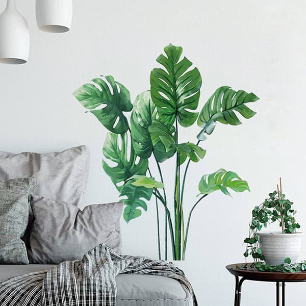 Stora tropiska gröna löv Väggdekor Hemrumsdekor Palm 1 Set