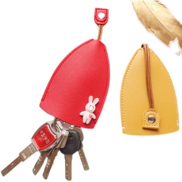 e Creative Pull Out Key Sleeve Cartoon Animal PU Leather Car Ke Red