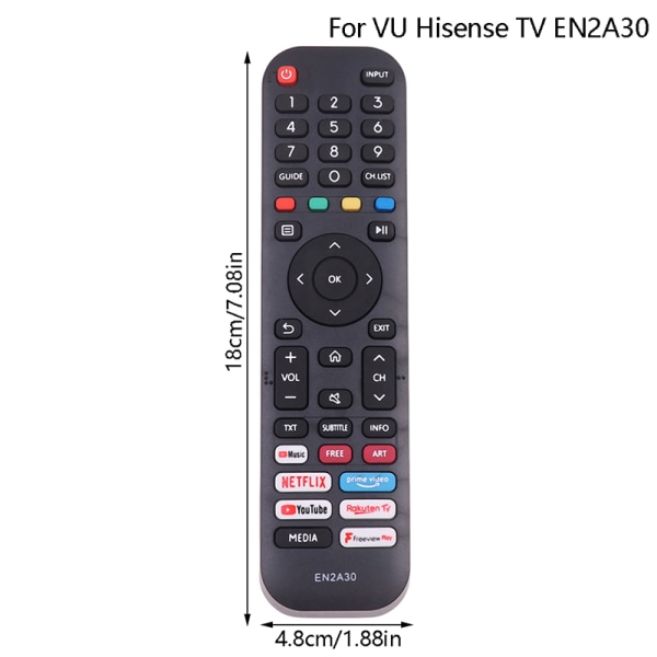 EN2A30 Rasennuskaukosäädin VU Hisense TV:lle EN2N30H EN2Q Black