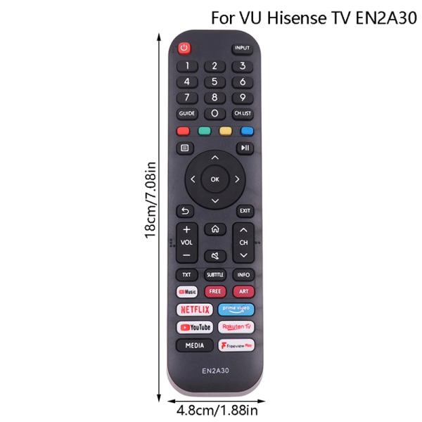 EN2A30 Rplasseringsfjernkontroll for VU Hisense TV EN2N30H EN2Q Black