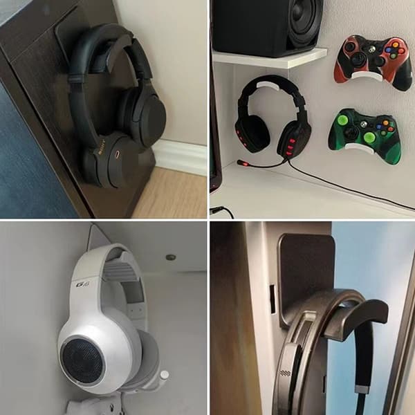 Universal vægmonteret hovedtelefonstativ til gamingcontroller Black